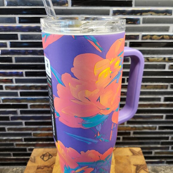 NEW CORKSICLE WATER JUICE BOTTLE TUMBLER 40 OZ FLOWER BLOOM STAINLESS STEEL - Picture 2 of 12